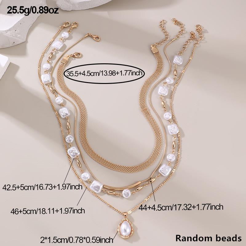 Geometric Pendant Necklace For Women With Alloy Chain Summer Jewelry Set