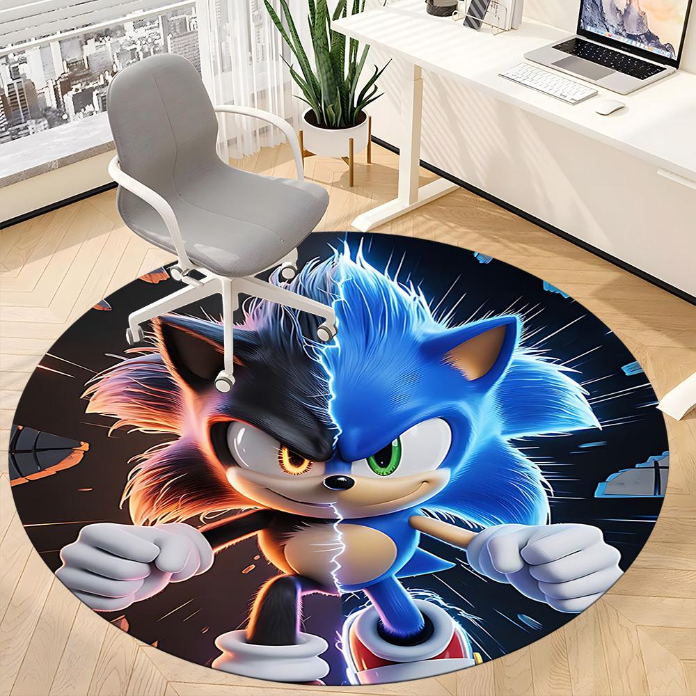 1ks Kancelářský kulatý koberec Sonic Hedgehog, Dekorace do ložnice, obývacího pokoje, Domácí dekorace, Dekorace místnosti, Offic a1016174