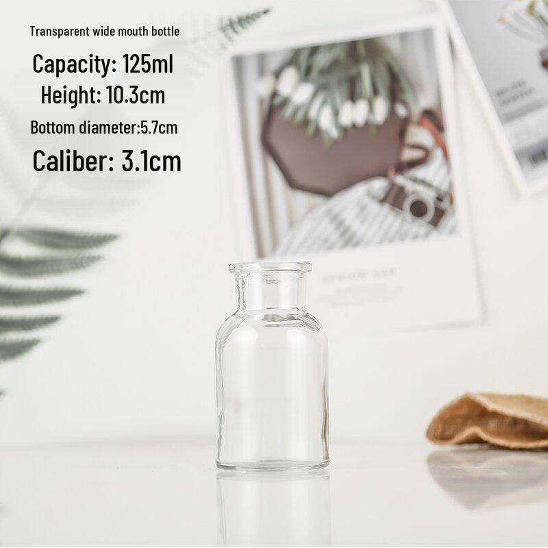 Amber Reagent Bottle Wide-Mouth Small Brown Transparent Glass Flower Vase for Home Decoration