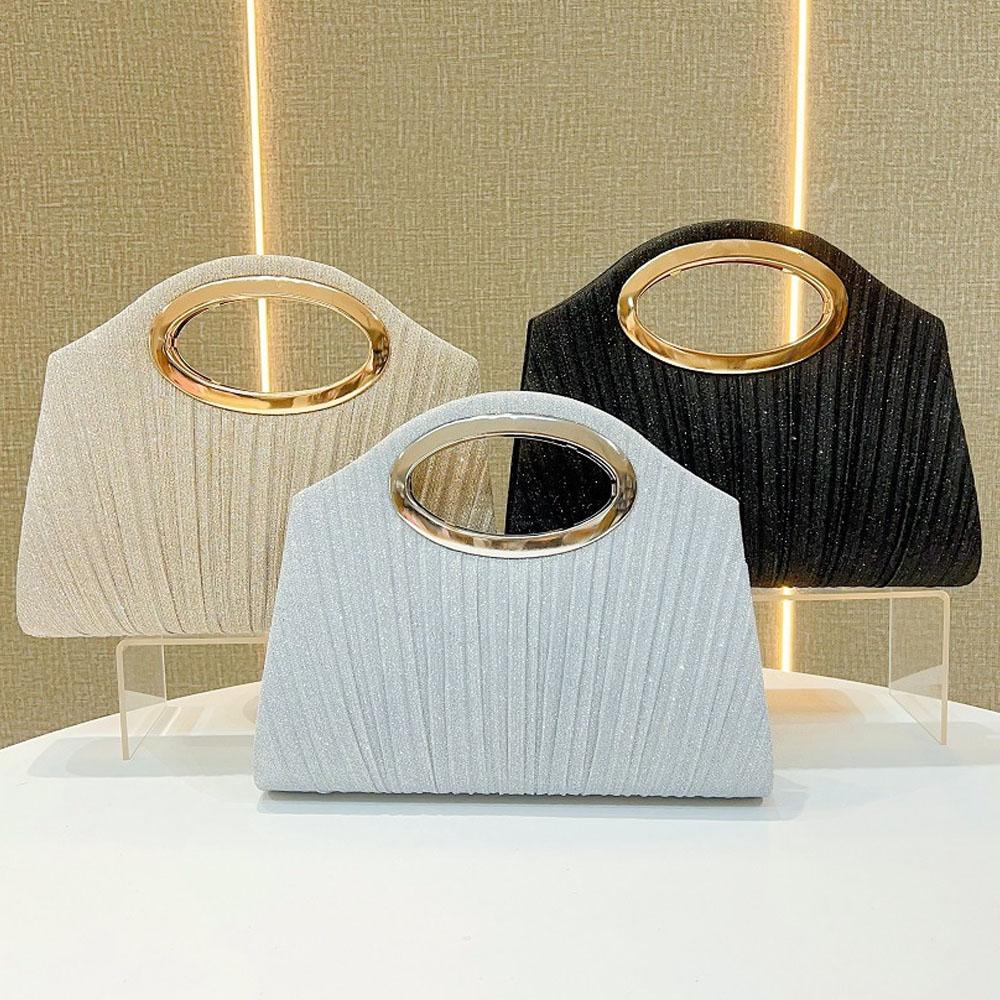 Lightweight Lady Clutch Bag Fashionable Elegant Pleated Handbag For Wedding Party Dating Light Luxury Temperament Crossbody Bags
