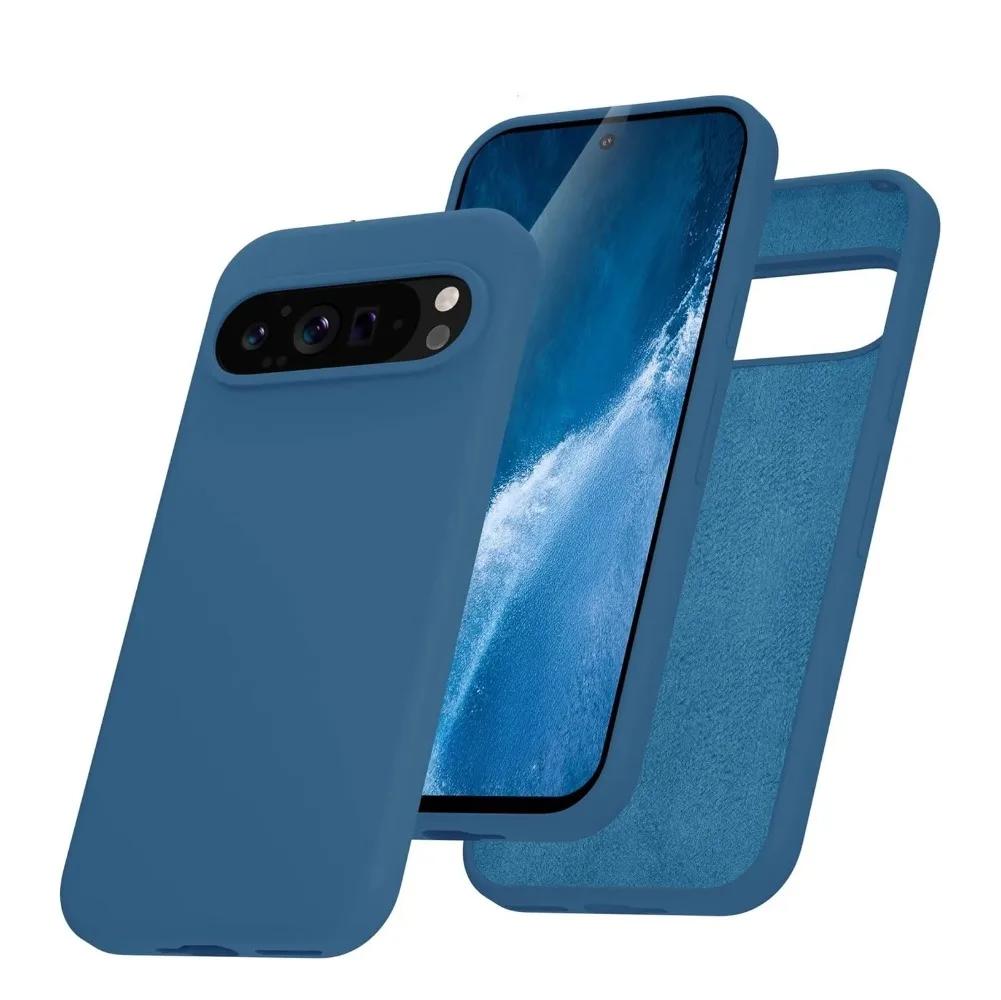 Měkké matné pouzdro z tekutého silikonu pro Google Pixel 9 Pro XL 8 7 6 8A 7A 6A A Jednobarevné pouzdro s pocitem kůže, nárazuvzdorné, ultratenké