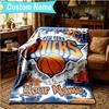 1PC Custom Name Blanket New York Football Flannel Blankets Patterns Throw Blanket All-Season Soft Gift for Couch, Bed, Camping, Birthday Gifts