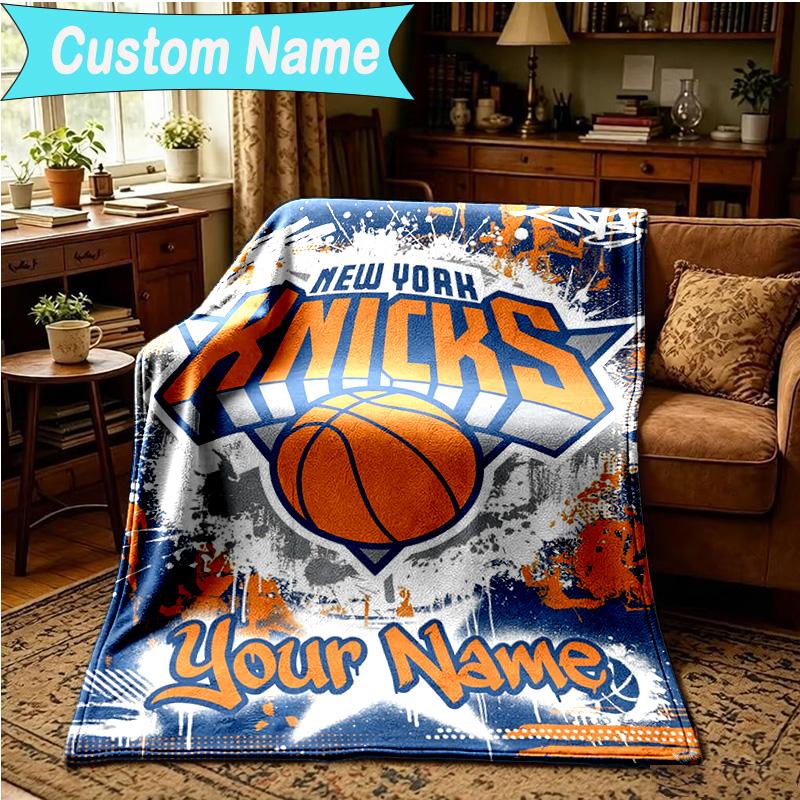 1PC Custom Name Blanket New York Football Flannel Blankets Patterns Throw Blanket All-Season Soft Gift for Couch, Bed, Camping, Birthday Gifts