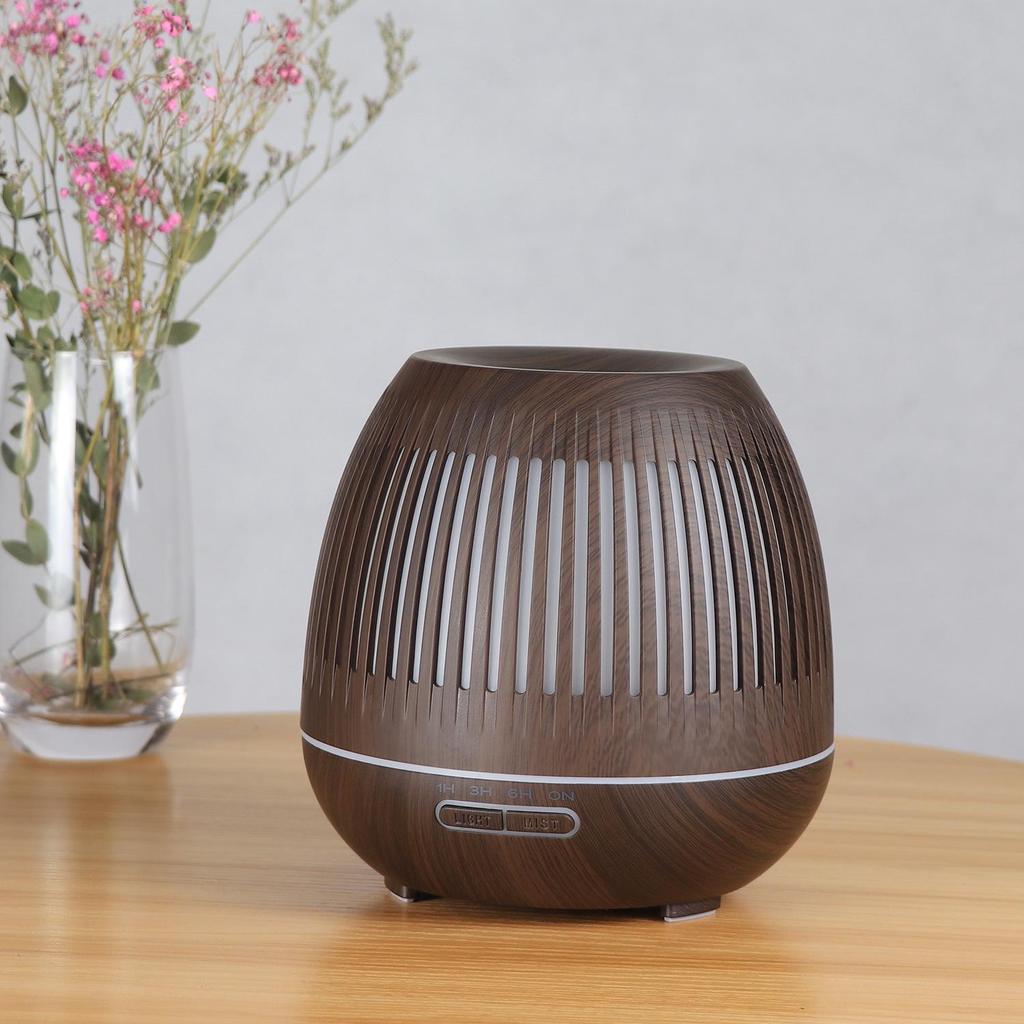 500ml Wood Grain Aromatherapy Diffuser & USB Humidifier - Large Capacity, Retro Design