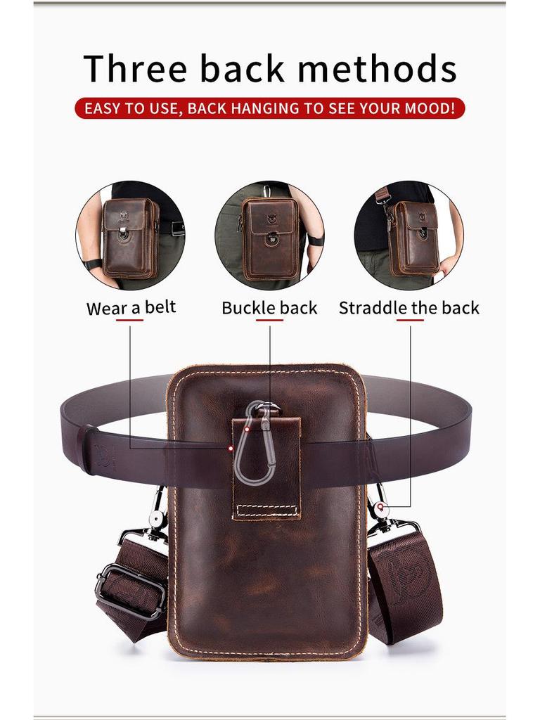 Τσάντα Χιαστί & Μέσης Πολλαπλών Χρήσεων από Δέρμα Αγελάδας Crazy Horse για Κινητό Τηλέφωνο