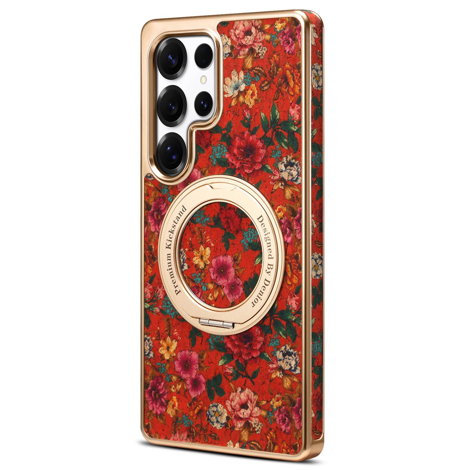 

A22 For Samsung Galaxy S25 Ultra Magnetic Case Kickstand Electroplated Floral Phone Cover