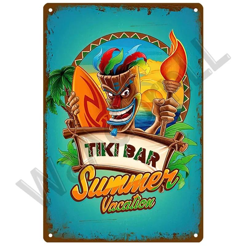 Beach Tin Sign Plaque Metal Summer Sign Metal Plate Wall Decor For Beach Bar House Surf Club Decorative Iron Painting Poster