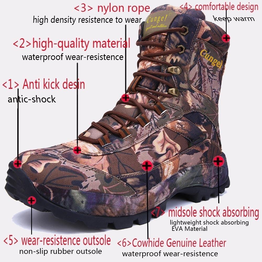 Herren Camouflage Jagdstiefel wasserdichte Wanderstiefel rutschfest leicht atmungsaktiv langlebig Outdoor-Schuhe hochgeschnitten Angeln Wandern