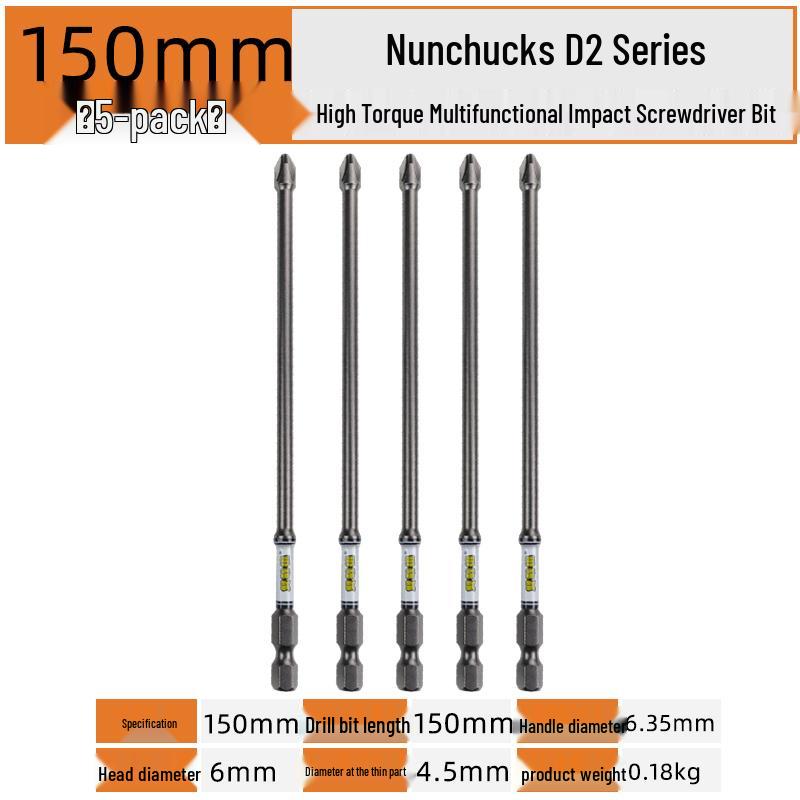 Nunchucks D2 Series Magnetic Alloy Steel Phillips Drill Bit - High Hardness & Impact Resistant