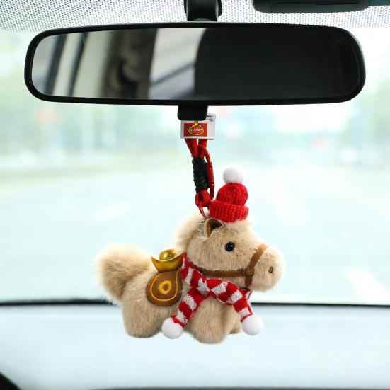 Yousheng Plush Horse Keychain Car Interior Charm Handcrafted Zodiac 2026 Year of The Horse Pendant Bag Charm Lucky New Year Mascot Prosperity Gift