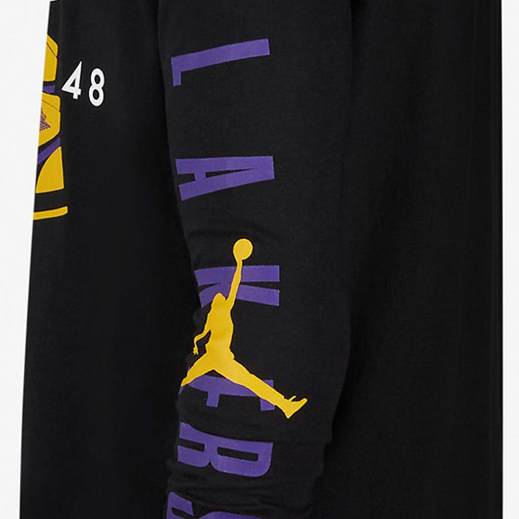 Jordan Los Angeles Lakers Ribbed Cuff Crew Neck Long Sleeve T-Shirt Kids Tops Black DR0577-010