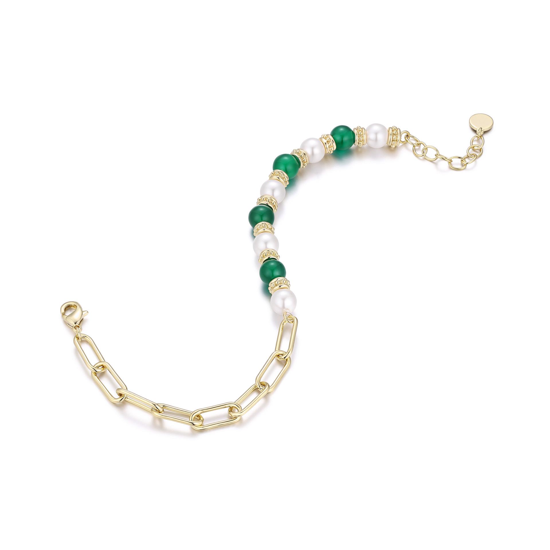 

SIEANNA Green Agate Light Luxury Chinese Style Bracelet золотой