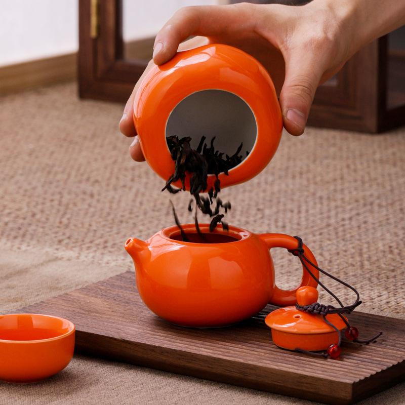 Wedding Red Festive Gifts, Tea Set Gift Box, Household Ceramics, a Pot of Four Cups, Birthday Gift Accompaniment