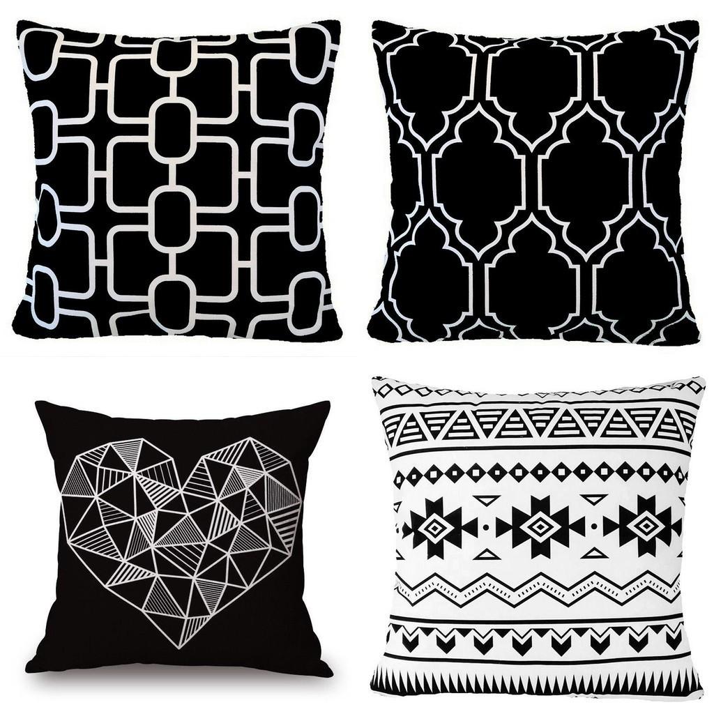 Versatile Black And White Geometric Cushion Cover For Effortless Home Styling