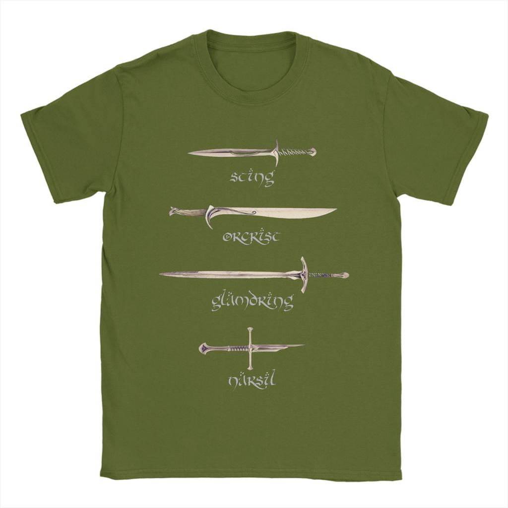 Swords Sting Orcrist Glamdring Narsil T-Shirts Men 100% Cotton T Shirts L-Lords Of The R-Rings Tee Shirt Plus Size Clothing