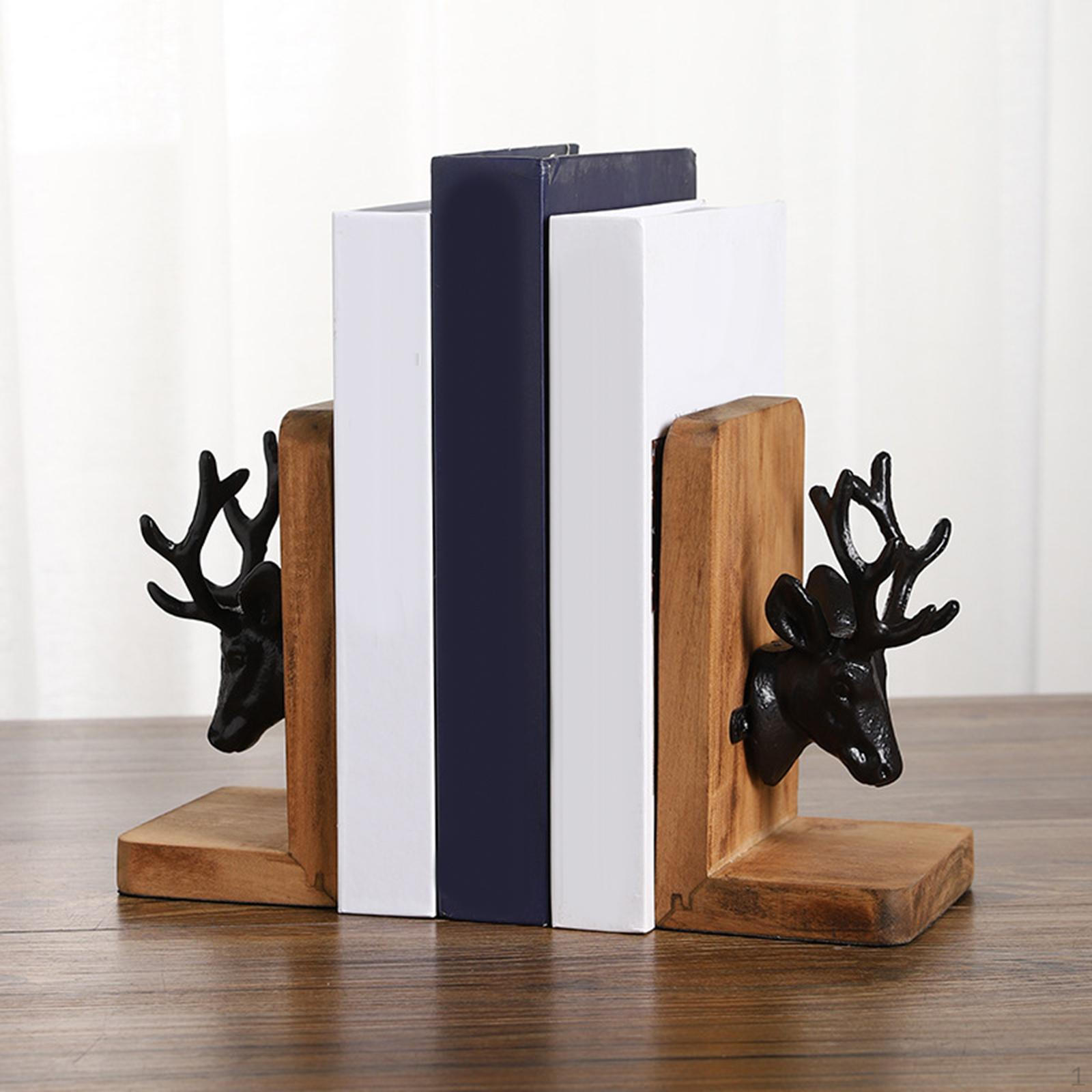 

2 шт. Подставки для книг в виде головы оленя лося, Органайзер для книг в виде северного оленя, Деревянные ограничители для столешницы
