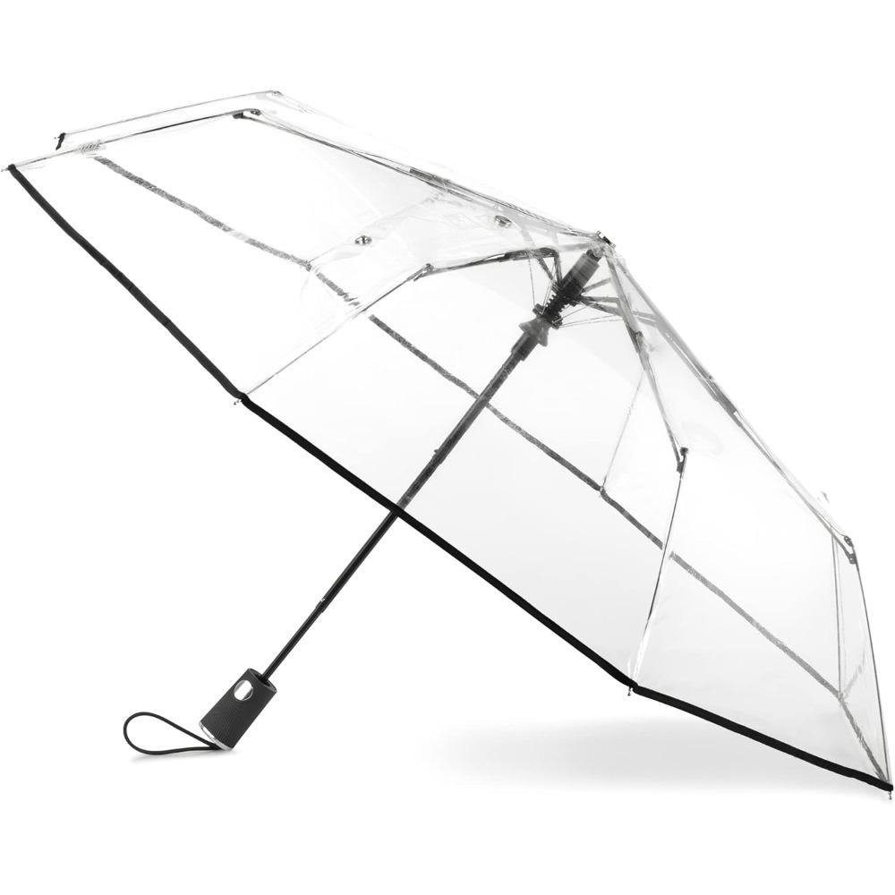 Women's Ultra Clear Auto Open Compact Umbrella, Black