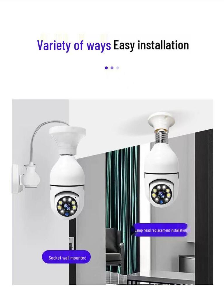 E27 Wireless Panoramic Bulb Camera - 360° Rotation & Full-Color Night Vision