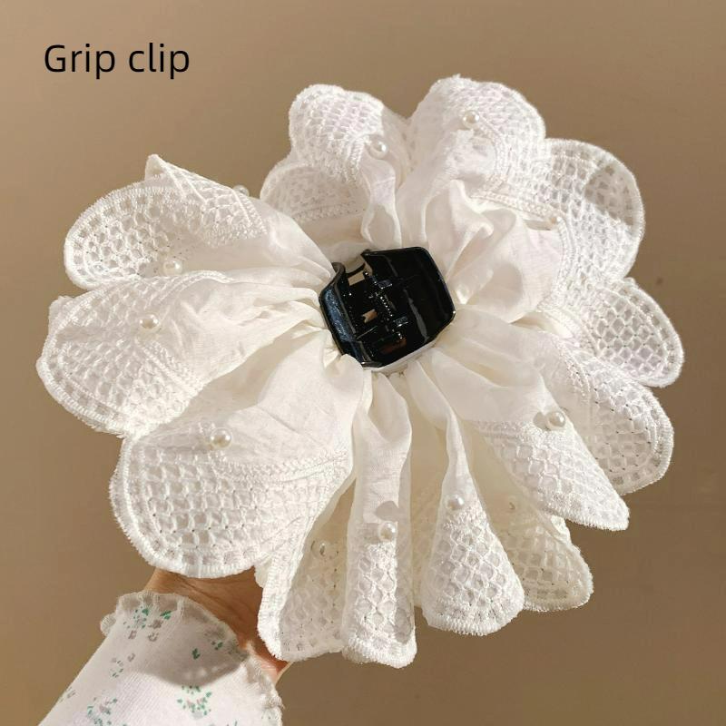 

Белая кружевная заколка для волос в виде хвостика с цветком во французском стиле для женщин, девушек, милые заколки-крабы для волос, головной убор, универсальные аксессуары для волос