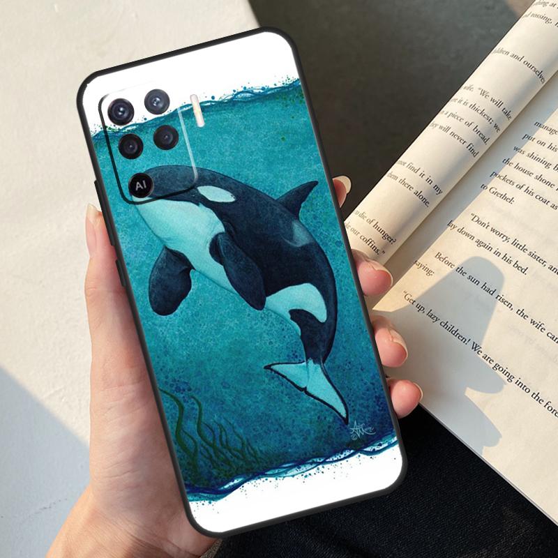 Süße Blaue Orca Hülle Für Oppo A58 A98 A78 A18 A38 A60 A80 A40 A77 A57 A17 A74 A54 A94 A96 A76 A16 A15 A5 Pro