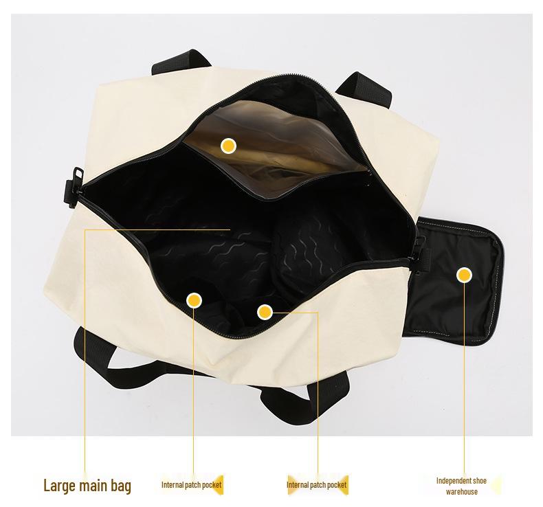 Large Capacity Travel Handbag with Dry/Wet Separation, Shoe Compartment, and Sports Fitness Storage