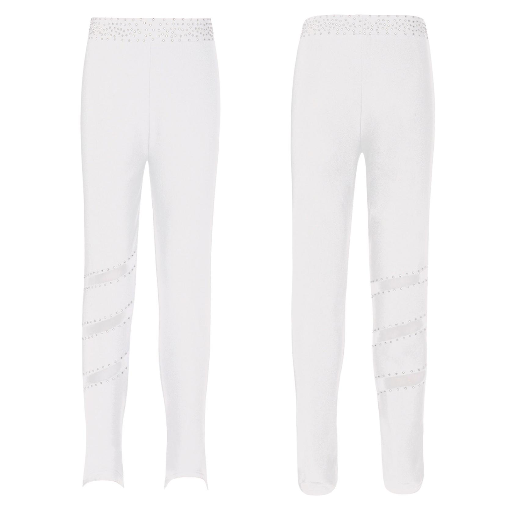 

Детские длинные штаны для фигурного катания для девочек, колготки, брюки со стразами, детские леггинсы для катания на коньках 15-16 Years