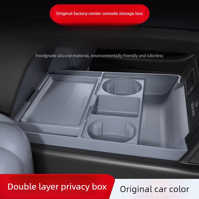 For Xpeng G6 2026 Center Console Silicone Storage Box Car Central Lower Layer Tray Divider Organizer Stowing Tidying Accessories
