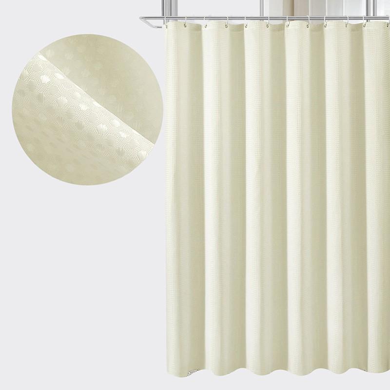 1pc Waterproof Shower Curtain Plain Waffle Mildew-proof Shower Curtain Bathroom Partition Curtain Home Living Room Decoration