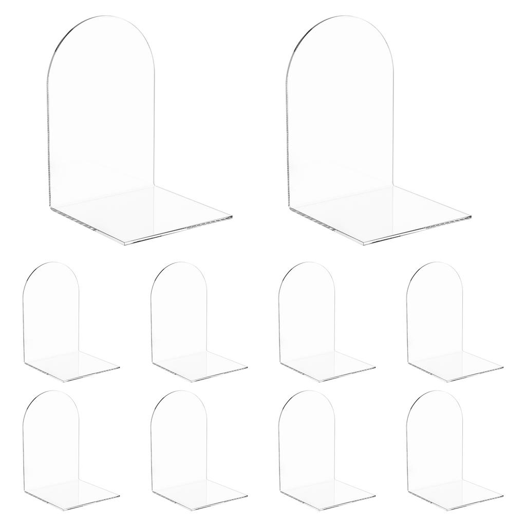 2/10 Pcs Acrylic Book End for Shelves Transparent Bookend Decorative Book Stopper for Bedroom Office Library School Decoration