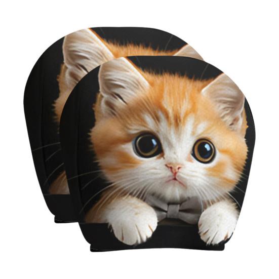 Protective Covers for Car Seats 2PCS Universal Knitting Headrest Cover, Dog/Cat/Tiger/Monkey Fit Auto Accessories Printed, Breathable Stretch Vehicle