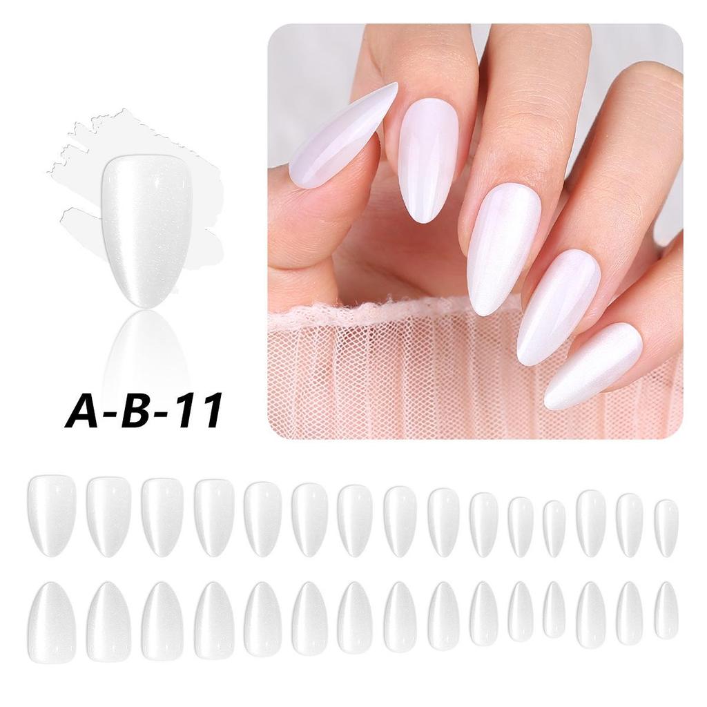 Solid Color Cat Eye Detachable False Nails - Water Drop Style (30 Pieces)