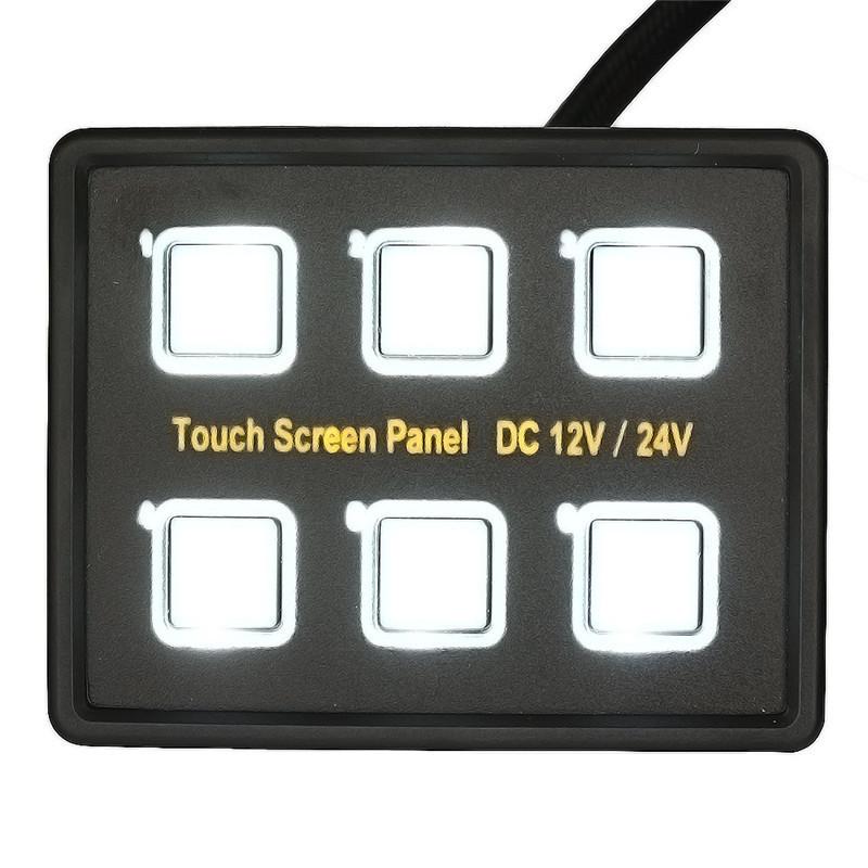 12/24V Universal Car Van Truck 6 Gang LED Touch Screen Slim Switch Control Panel