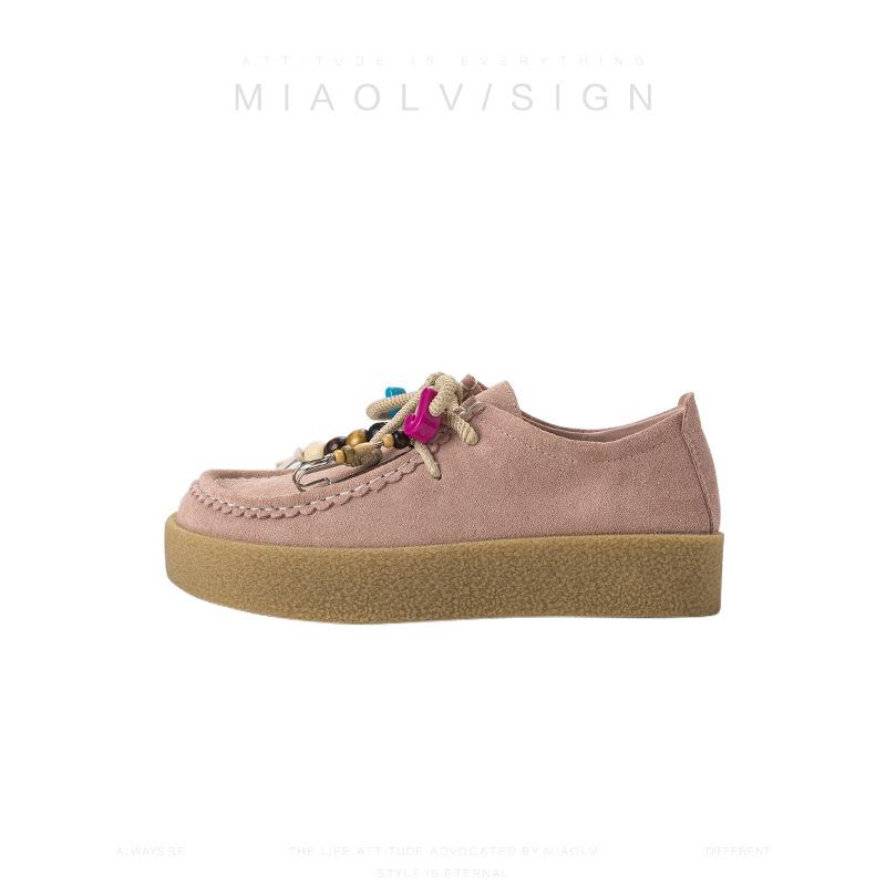 

Happy Paradise platform kangaroo shoes women s spring and autumn retro wind suede biscuits single shoes women 39 розовый
