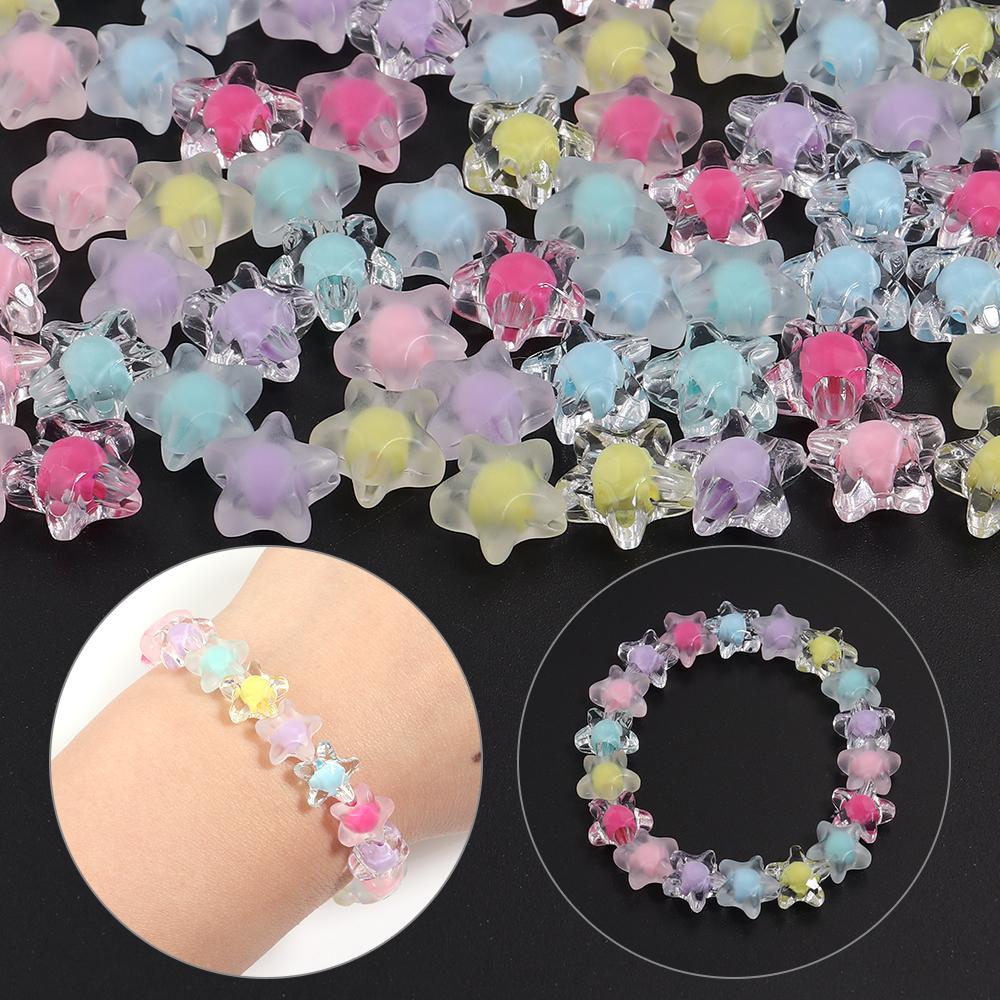 50pcs 12mm Acrylic Star Beads Colorful Five-pointed Star Loose Beads For DIY Jewelry Making Bracelets Phone Chain Accessories