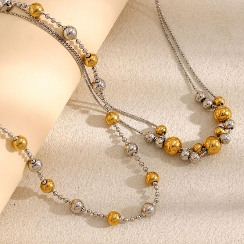 Contemporary Contrasting Bead Necklace Versatile Length Jewelry Gift