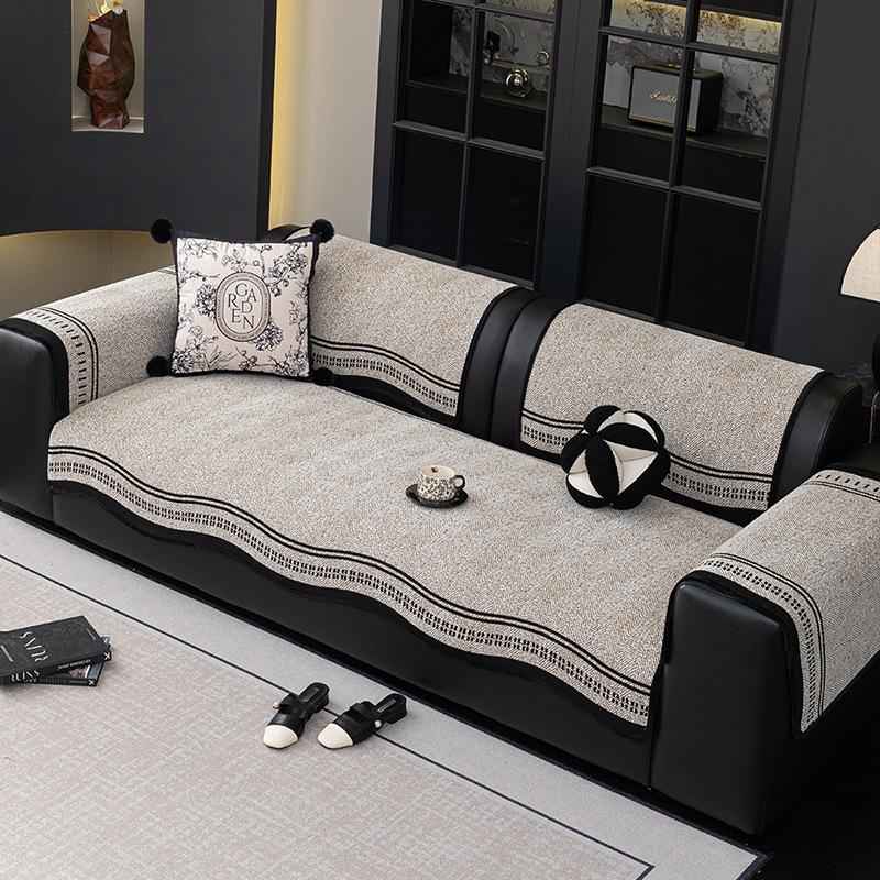 New High-end Light Luxury Chenille Special-shaped Sofa Cover,four-season Universal Fixed Non-slip Sofa Cushion Cover Back Towel