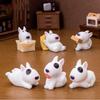 Cute Mini Bullhead Terrier Dog Figurines Micro Landscape Car Dashboard Home Desktop Ornaments