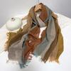 Thin Cotton and Linen Striped Scarf Literary and Versatile Soft Neck Protection Silk Scarf Women'S Travel Shawl