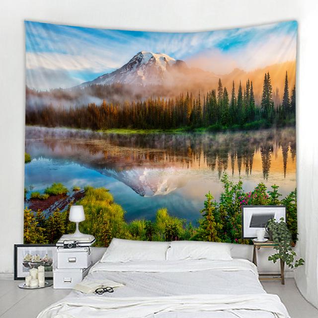Arazzo decorativo con paesaggio naturale, luna oceanica, hippie bohémien, arazzo decorativo da parete, arazzo decorativo per la casa, arazzo