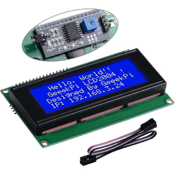 GeeekPi IIC I2C TWI Serial LCD 2004 20x4 Display Module with I2C Interface Adapter Blue Backlight for Raspberry Pi Arduino STM32 DIY Maker Project