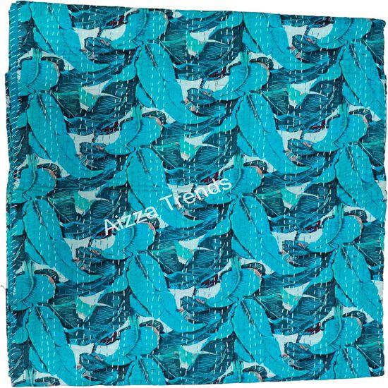 Aizza Trends Ručně vyráběná přikrývka Kantha z čisté bavlny s potiskem - Tradiční vzhled Přehoz na postel Kantha Gudri - Vintage Ruční steh Gudri