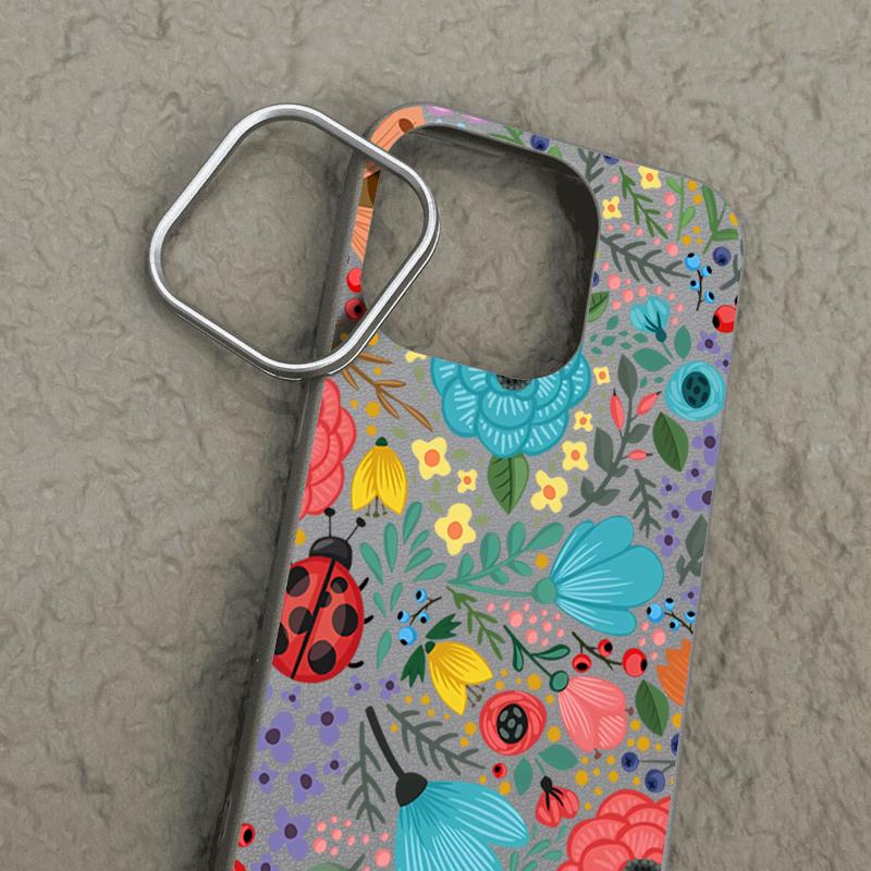 Romantic Garden Flowers Print Soft Case For iPhone 15 14 16 Pro Max 15 14 Plus 13 12 Pro Max 11 Leather Texture TPU Phone Cover
