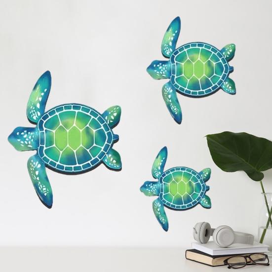 3 Stück Holz Meeresschildkröte Wanddeko Strand Thema Schildkröte Wandkunst Skulptur Vintage Küsten Wandbehang Ornament für Zuhause Seehaus Badezimmer