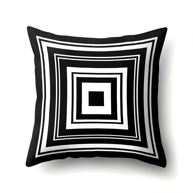 Polyester Pillowcase Black and White Printed Pillowcase Waist Cushion Cover Geometric Cushion Head Cushion Cover