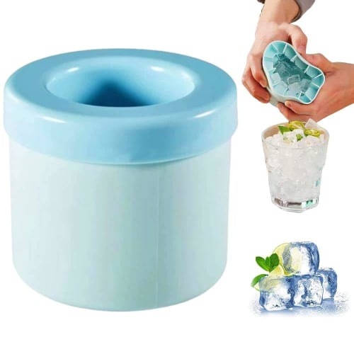Silicone Ice Bucket Mold, 3D Cylindrical Ice Tray, Holds 60 or 40 1.3cm Ice Cubes, with Airtight Lid, Easy To Remove, Stress-Free, Small, Divided Ice,