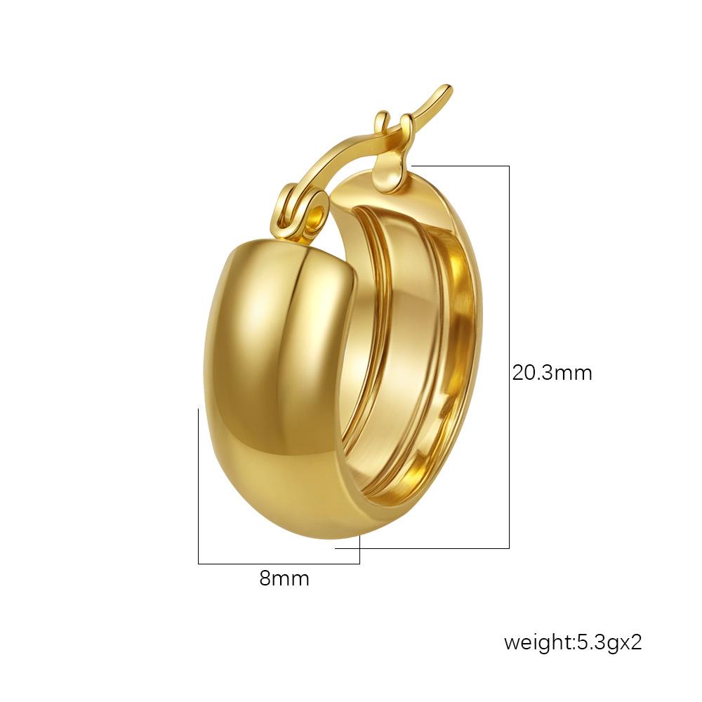 European and American fashion simple ins wind round earrings French women's explosive combination series titanium steel niche titanium steel earrings