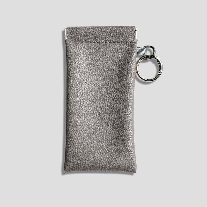 Automatic Closure PU Leather Sunglasses and Eyeglass Pouch - Anti-Pressure Spring Clip Case