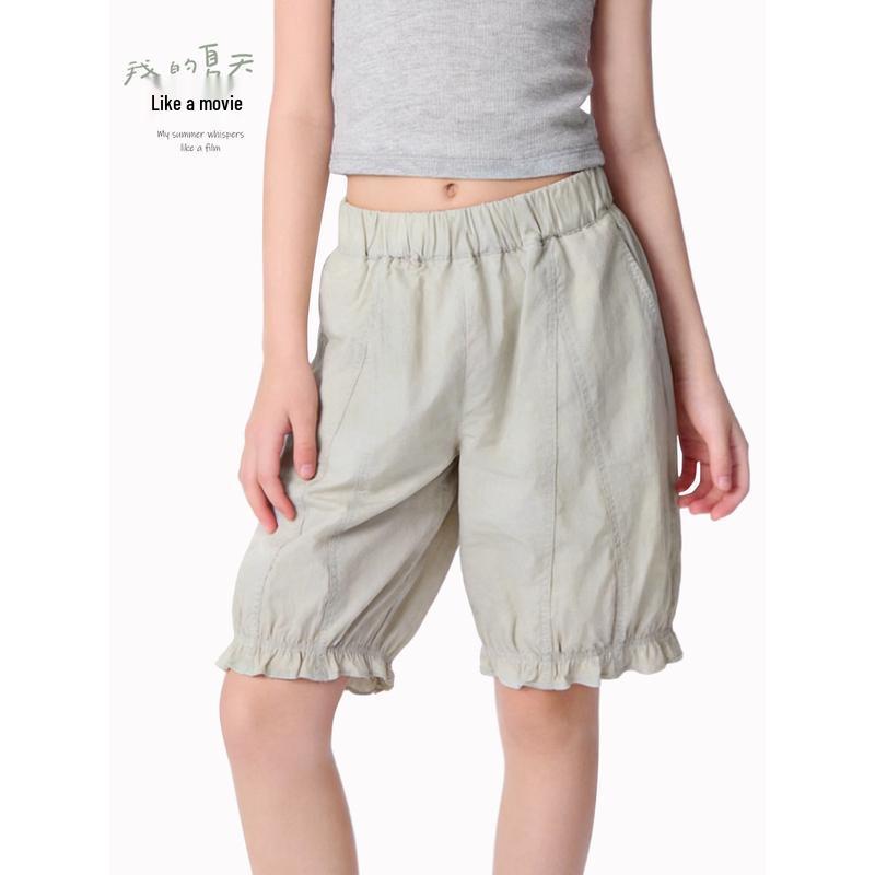 Stylish Summer 2026 Mid-Length Capris for Girls - Fashionable Thin Bloomers for Big Kids 160 cm