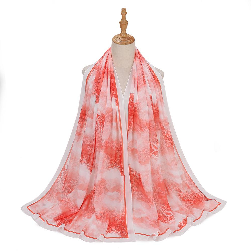 New Designs Printed Hijab Chiffon Scarfs For Women Scarves Muslim Fashion Turbans Malaysian Muslim Hijabs Wraps Ramadan Turban