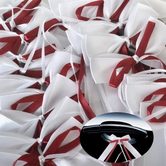 Mariage , décoration de Voiture, nœud en Satin pour Mariageblanches et rouges/50 PCS